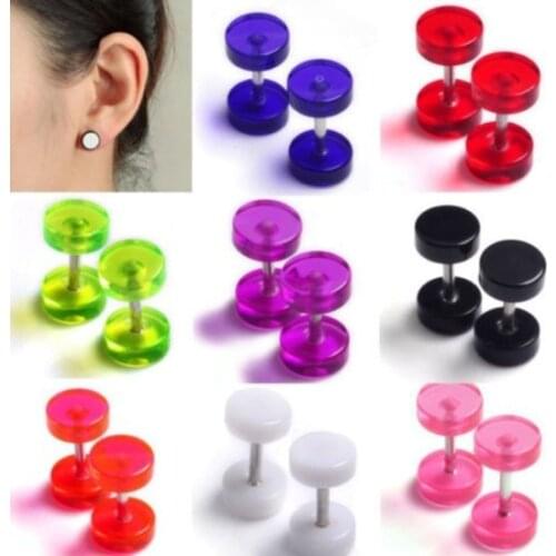 PINKSEE 16pcs Mixed color Fake Gauge Kit Acrylic Plugs Ear Studs Cheater Body Pierceings
