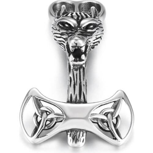 Stainless Steel Curved Viking Hammer Hook Wolf Connector Double Hole Bracelet Closure DIY Accessories Jewelry Making