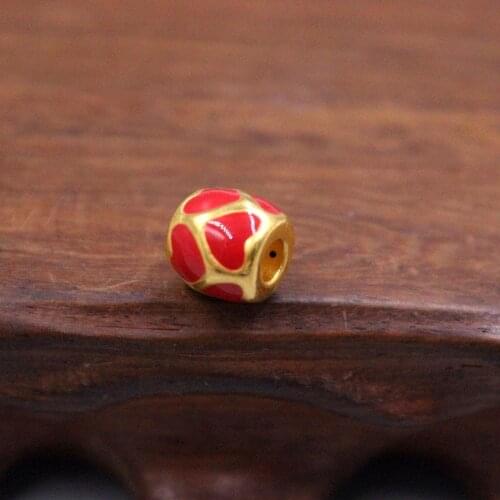 New Pure 24Kt 3D Yellow Gold Pendant 9x9mm Beautiful Loving Heart Pattern Round Bead About 1g