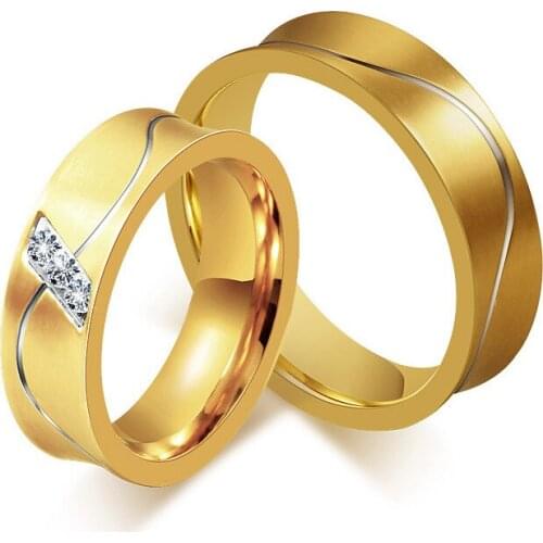 Stainless steel Wedding Ring New Design Couple Ring for Women Men Engagement Anniversary Gift