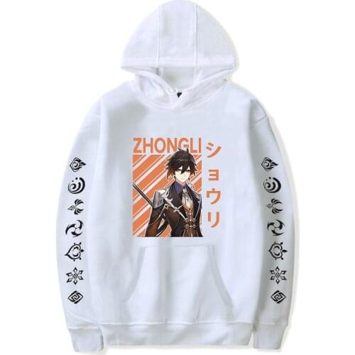 Autumn White Hooded Genshin Impact Unisex Hoodies Men Women Hip Hop Game Streetwear Casual Boys Girls Sweatshirts Pullovers