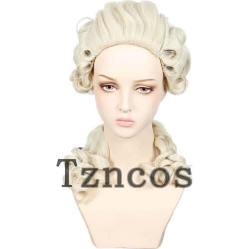 Tzncos Lawyer Judge Baroque Wig Marie Antoinette Long Wigs Heat Resistant Synthetic Hair