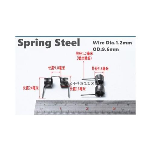 6pcs/lot Wire Dia.1.2,Outer Dia.9.6mm ,6Circles Spring Steel Double twist spring Torsion spring Heteromorphic spring