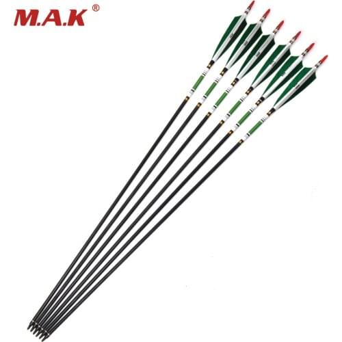 33 Inches Carbon Arrow Spine 500 With Turkey Feather for Recurve Bow Hunting Shooting Archery