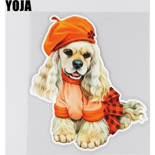 YOJA 15.2×17.6CM Cartoon Cute Dog Car Stickers Funny Scratch Occlusion Decoration Accessories 19B-0044