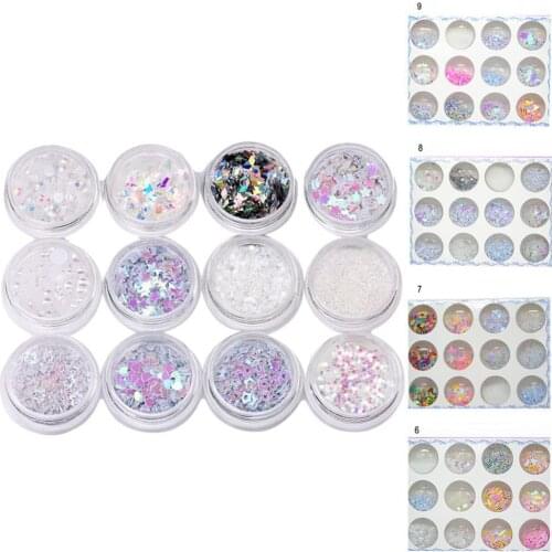 12 Jars/1 Box Shiny Sweet Pattern Manicure Colorful Nail Art Eye Make-up Sequin Creative DIY Tool for Nail Decor