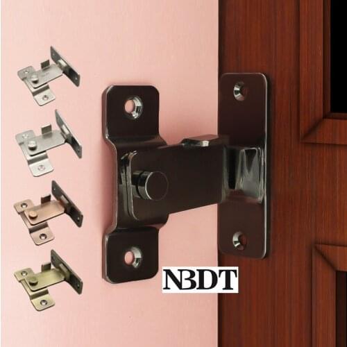 2Pcs Stainless Steel 90 Degree Door Lock Hasp Buckle Bolt Window Barn Sliding Door Antique Bronze Gun Black