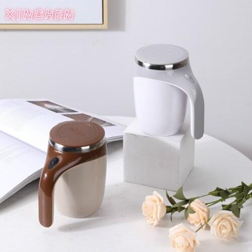 304 Stainless Steel L Lazy Coffee Stirring Cup Auto Stirring Cup Magnetic Rotating Electric Milk Cup Mug Coffee Mug with Lid