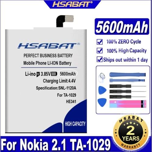 HSABAT HE341 5600mAh Battery for Nokia 2.1 TA-1080 TA-1029
