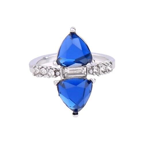 Acrylic Blue Imitation Gemstone Ring Women Party Jewelry ali express Elegant Fashion Retro Ring Wholesale
