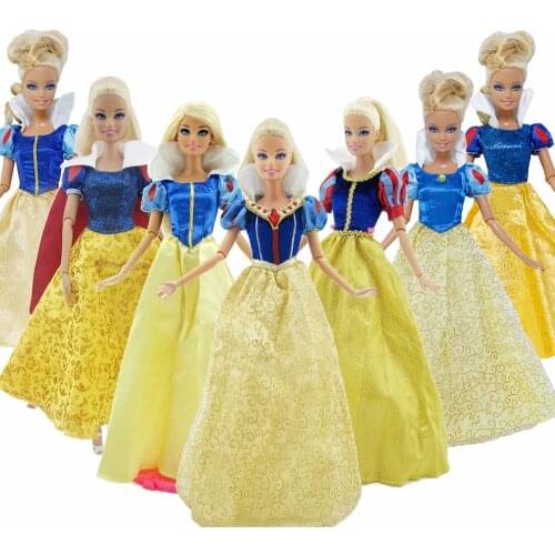 Doll Accessories Classic Blue Tops Yellow Skirt Princess Dress for Fairy Tale Party Ball Gown Clothes for Barbie Doll Toy