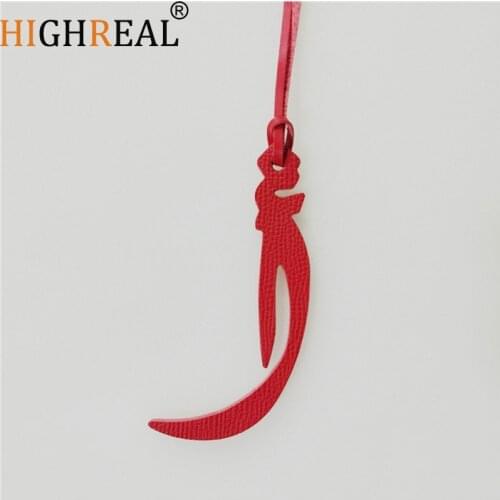 HIGHREAL Custom Made Luxury Genuine Leather Character Alphabet Arabic Letter A Keychain Women Bag Charm Backpack Pendant