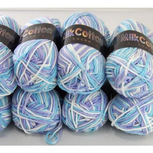 Sale 8ballsx50g Soft Cotton Baby Yarn New Hand-dyed Wool Socks Scarf Knitting Blue Purple Mixed 2075-09-8