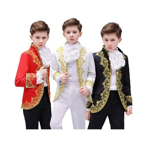Kids Medieval Prince Costume Child Boys King Cosplay Fancy Dress Tuxedo Suit Carnival Cosplay Costume Birthday Gift For Kids
