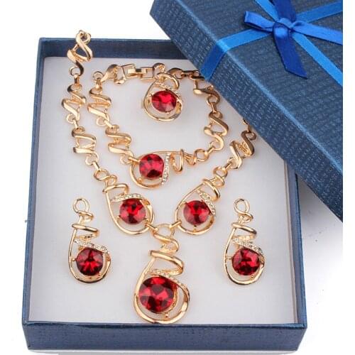 FARLENA Jewelry Fashion Crystal Necklace Earrings Bangle & Ring for Women African Dubai Bridal Jewelry sets