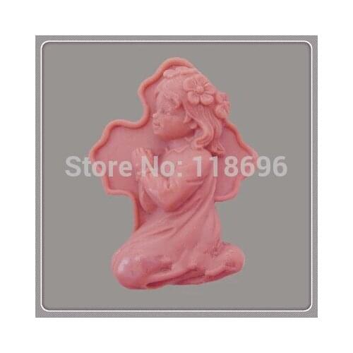 Soap Mold Cake Decoration Mold Manual Handmade Soap Mold Aroma Stone Moulds Angel Girl Praying Shaped Flower Silicone Rubber