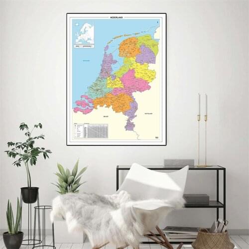 60*90cm The Dutch Netherland Map Modern Wall Art Poster Canvas Painting Living Room Home Decoration Children School Supplies