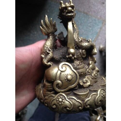 Artesanías de metal de decoración de estatua del Dragón estereoscópica del Palacio de la escultura de cobre de latón de la folk