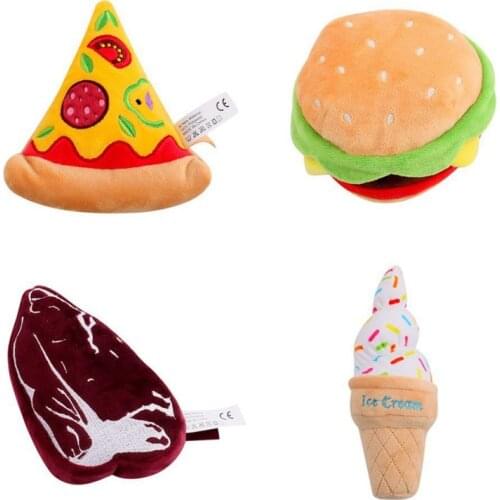 Ice-cream Shape Toys For Dog Pet Cat Pet Plush Toy Simulation Pizza Burger Steak Ice-Cream Sound Dog Toy Pet Supplies