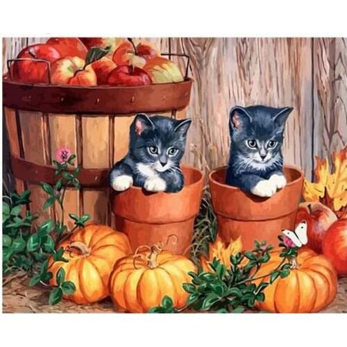 New 5D DIY Pictures By Number Cats Kits Hand Painted Paintings Art Painting By Numbers Animal Drawing On Canvas Gift Home Decor