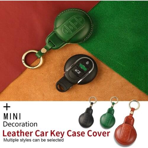 Leather Car Key Case Cover for BMW MINI COOPER S ONE JCW F54 F55 F56 F57 F60 CLUBMAN COUNTRYMAN Keychain Accessories