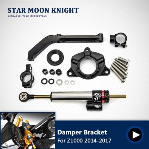 Motorcycle CNC Damper Steering StabilizerLinear Reversed Safety Control+Bracket For KAWASAKI Z1000 Z 1000 2014-2017 2016 2015