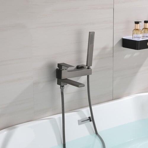 Bathtub Faucets Set Gun Gray Chrome Wall Mounted Bathroom Shower Faucets Set Faucet Mixer Black Mixer Set Crane Brush Gold