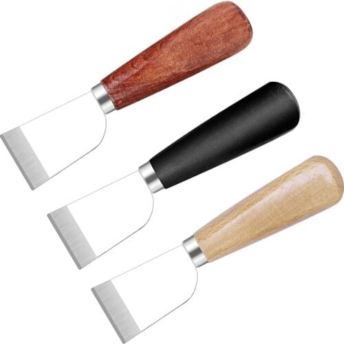 LMDZ Sharp Leather Skiving Knife Cutting Knife Tools DIY Leather Craft Safety Leather Cutting Knife with Wooden Handle DIY Tool