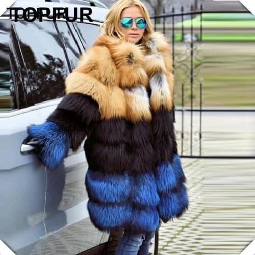 TOPFUR New Arrival Genuine Red Fox Fur Coats For Women High Quality Real Red Fox Fur Outwear Hot Sale Thick Warm Long Parka