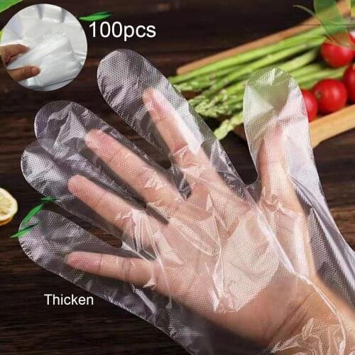 100PCS Food Plastic Gloves Disposable Transparent Eco-friendly Gloves Restaurant Kitchen BBQ Food Gloves Fruit Vegetable Gloves
