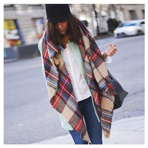 Luxury Brand Womens Warm Scarf Soft Imitation Cashmere Blanket Winter Fashion Plaid Square Shawls Size 140cmx140cm