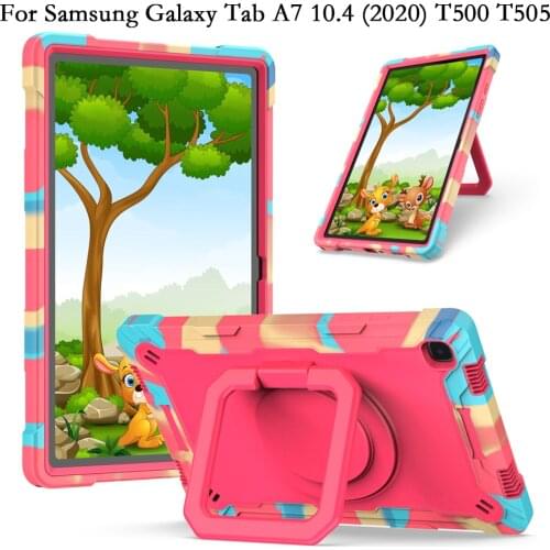 Shoulder Strap Shockproof Silicone PC Rotating Stand Tablet Case for Samsung Galaxy TabA7 Tab A7 10.4 2020 T500 T505 Cover Funda