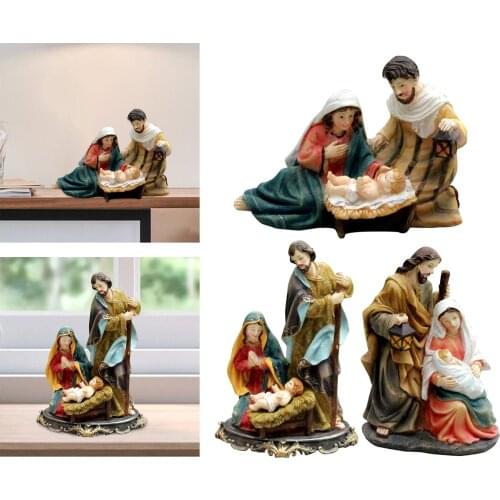 Resin Statue Holy Family Baby Jesus Christ Figurine Religious Decoration