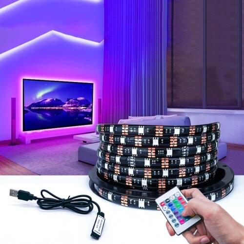 SMD 5050 RGB TV Backlight LED Strip 24keys IR Remote 1M 2M 3M 4M 5M Tape Diode Desk Screen TV Background Lighting