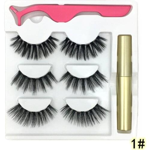 Three Pairs Of 3D Magnetic Eyeliner Liquid Natural False Eyelashes Set Magnet Eye Lashes Waterproof Long-lasting Makeup TSLM1