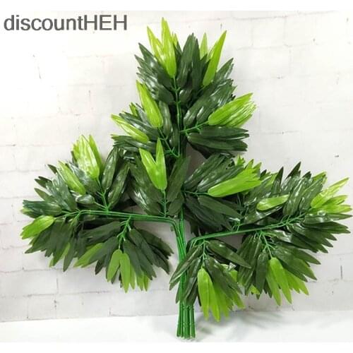 Branches Green Artificial Bamboo Leaves Plastic Artificial Plants For Wedding Decoration Home Office Decorative Leaves