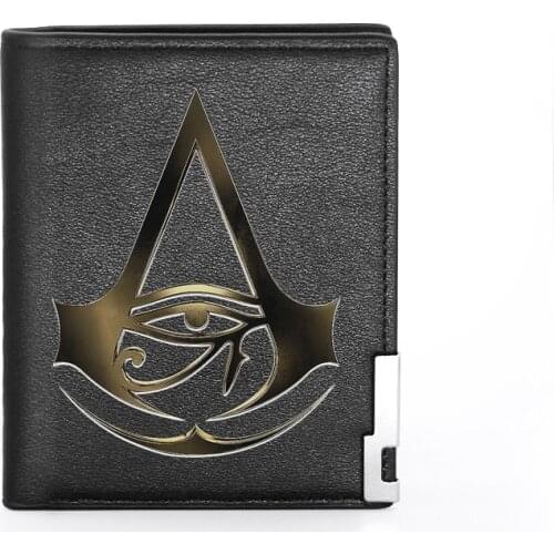 High Quality Luxury The Eye of Horus Assassin Printing Leather Wallet Credit Card Holder Short Male Slim Purse For Men