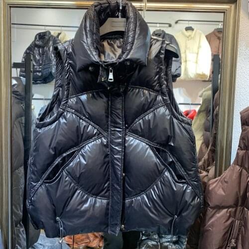 High Quality Woman Quilted Vest Ioose Large Size Down Clothing Female Winter Short Hooded Thick Vest Jacket Ladies Down Vest