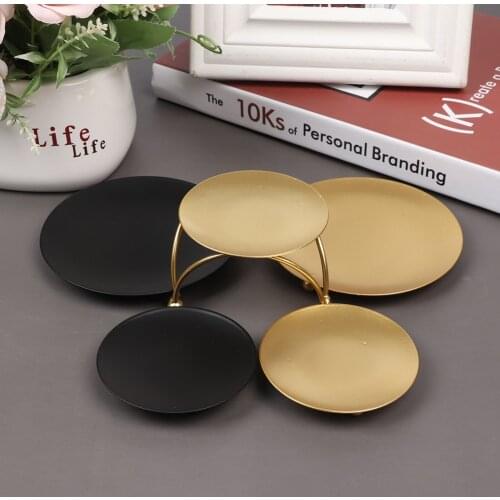 Iron Black Gold Plated Candle Holders Pillar Metal Plate For Wedding Party Festival Portavelas Candelabra Art Gift Home Decor