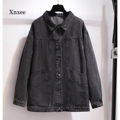 Spring and Autumn Denim Jacket Womens Plus Size Loose Casual Jacket Jacket