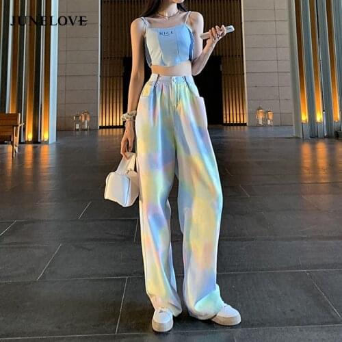 Woman Jeans 2021 New Fashion Straight Pants High Waist Casual Mom Baggy Jean Female Full Length Loose Denim Boyfriend Trouser