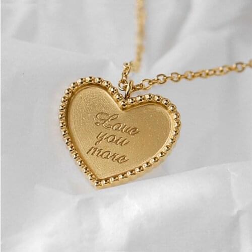 RHYSONG Cute Heart Necklace Letter Love You More Luxury Clavicle Chain Titanium Gold Choker Women Jewelry For Girl Friend XL224