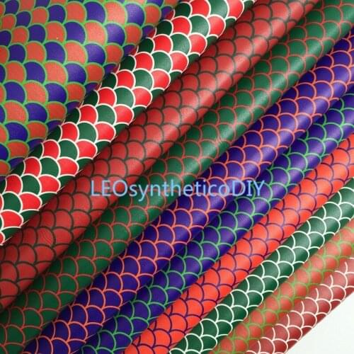 1PC 21X29CM Mermaid Printed Synthetic Leather Fabric Leather Sheets, PU Leather For Making Bows LEOsyntheticoDIY 6S59