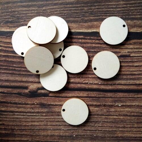 100pcs One Holes Circle Rustic Necklace Wooden Disks Disc Tags Supplies Cut Outs Customized Wedding Wood Circle