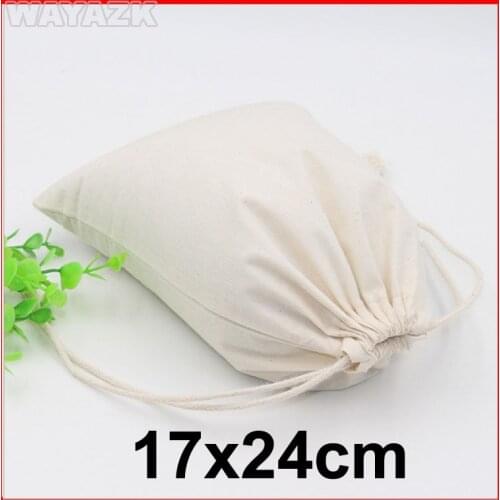 100pcs/lot) size W17xH24cm(6.8x9.6") wholesale blank plain cotton drawstring gift bag with logo