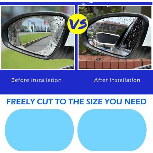 2pcs Car Side Mirror Anti Fog Films PET and Hydrophilic Micro-nano Coating Anti Glare Waterproof Stickers with Tools