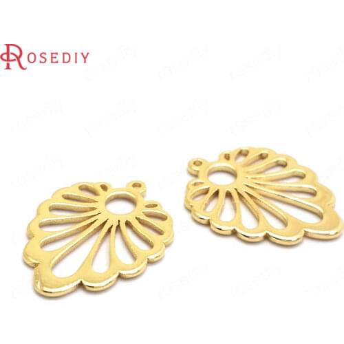 37002)8PCS 17.5x14MM 24K Gold Color Brass Feather Charms Pendants High Quality Diy Findings Accessories Jewelry Making Supplies