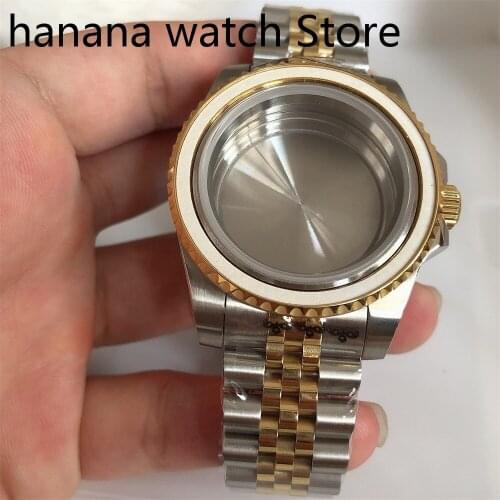 40mm sapphire glass solid 904L stainless steel gold case luxury strap for NH35 NH36 ETA 2836 Mingzhu DG2813, 3804 Miyota 8215