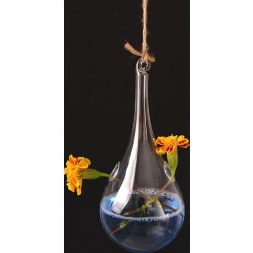 Diameter = 8cm 8pcs/pack Water Drop Hanging Glass Terrarium with 2 small holes Beautiful Wedding Decoration Glass Vase
