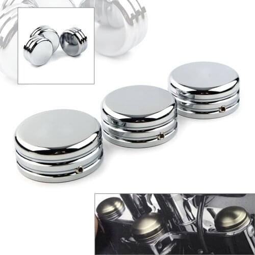 CNC Motorcycle Upper Fork Stem Nut Covers for Harley Sportster 883 Iron Low XL883L FXD FXDL FLS FLSS FLSTF FLSTN 3Pcs Chrome